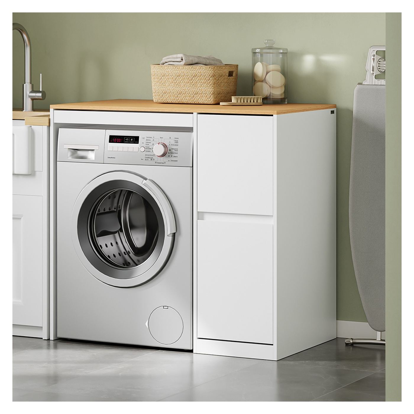 SoBuy Λευκή συρταριέρα με δύο συρτάρια 100×60×95 cm BZR223-WN - 2