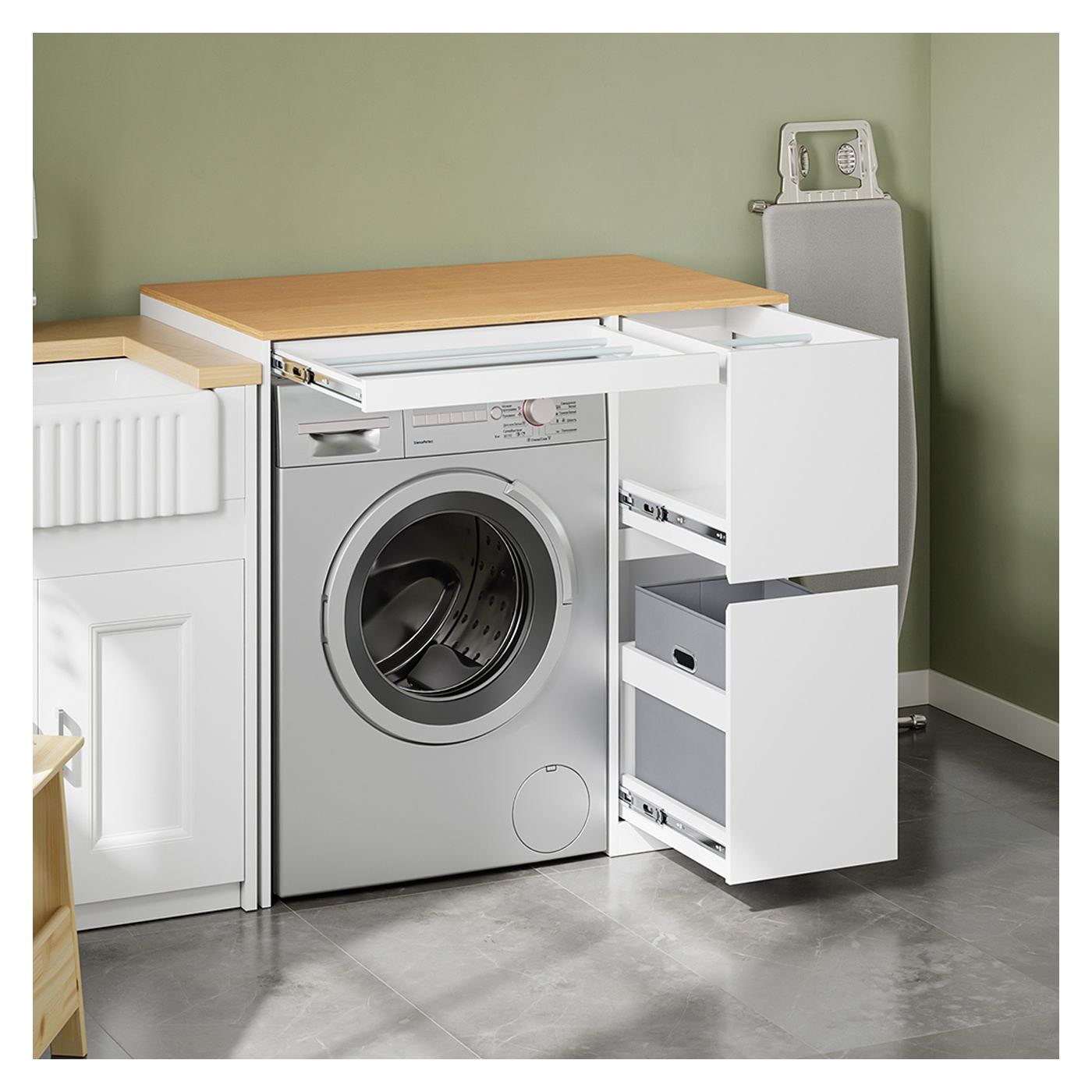SoBuy Λευκή συρταριέρα με δύο συρτάρια 100×60×95 cm BZR223-WN - 5