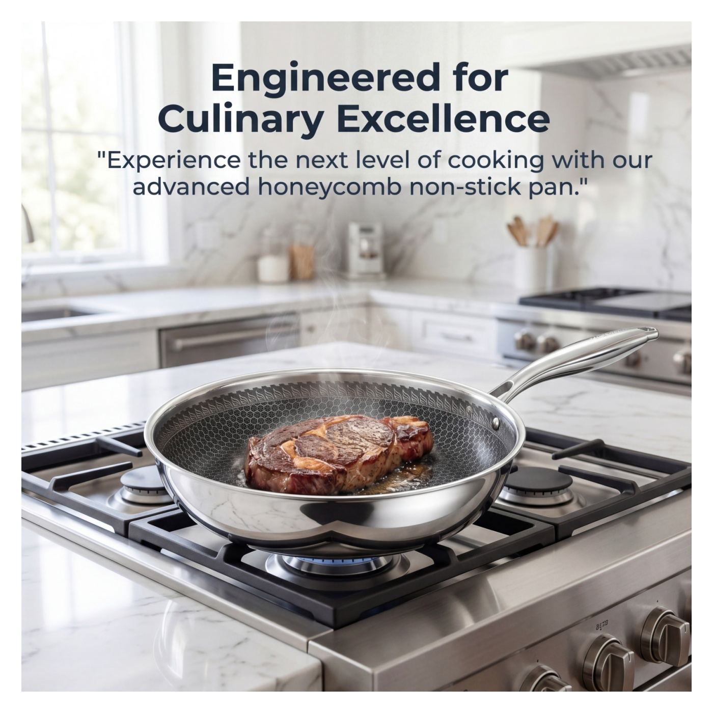 Τηγάνι Swiss Haus-Zermatt, ανοξείδωτο ατσάλι με 3 στρώσεις, 24x5 εκ., 1.7 L, ασημί - 8