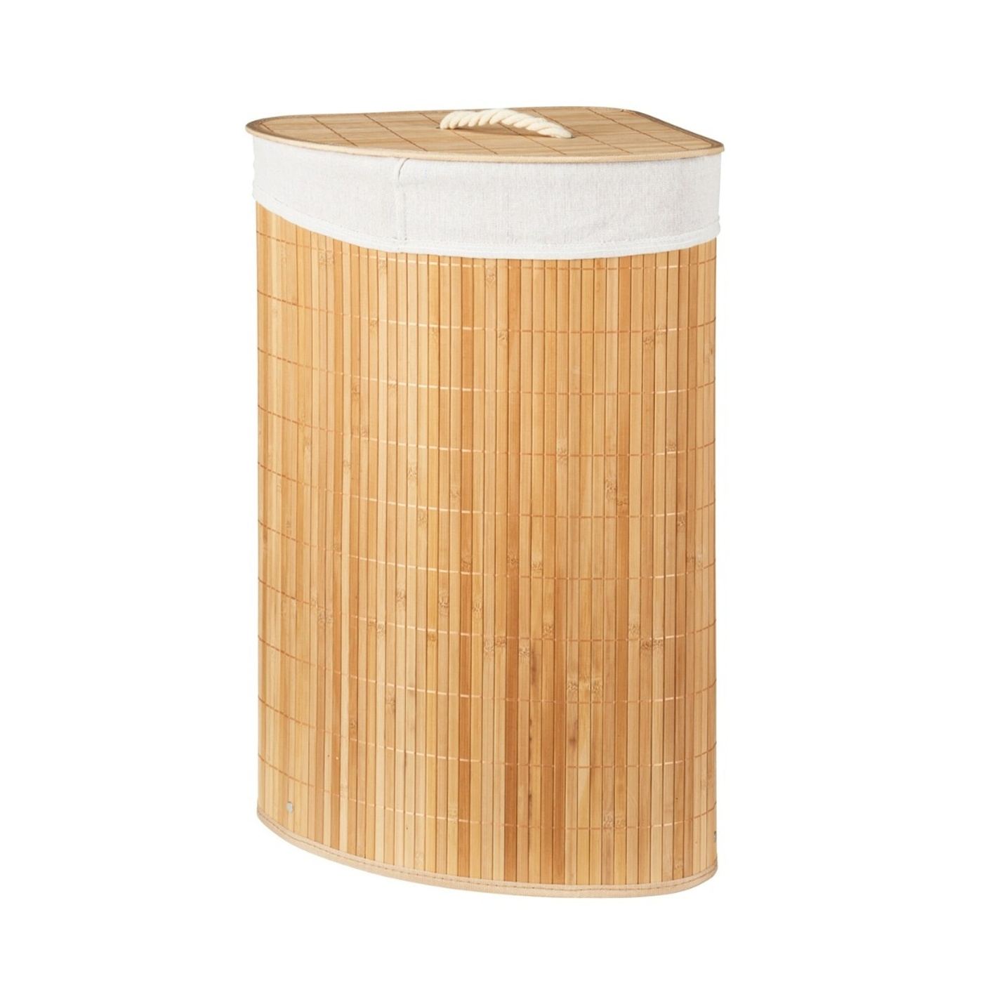 Coș de rufe din bambus, formă triunghiulară, cu capac – Excellent Houseware, 35×35×60 cm - 2