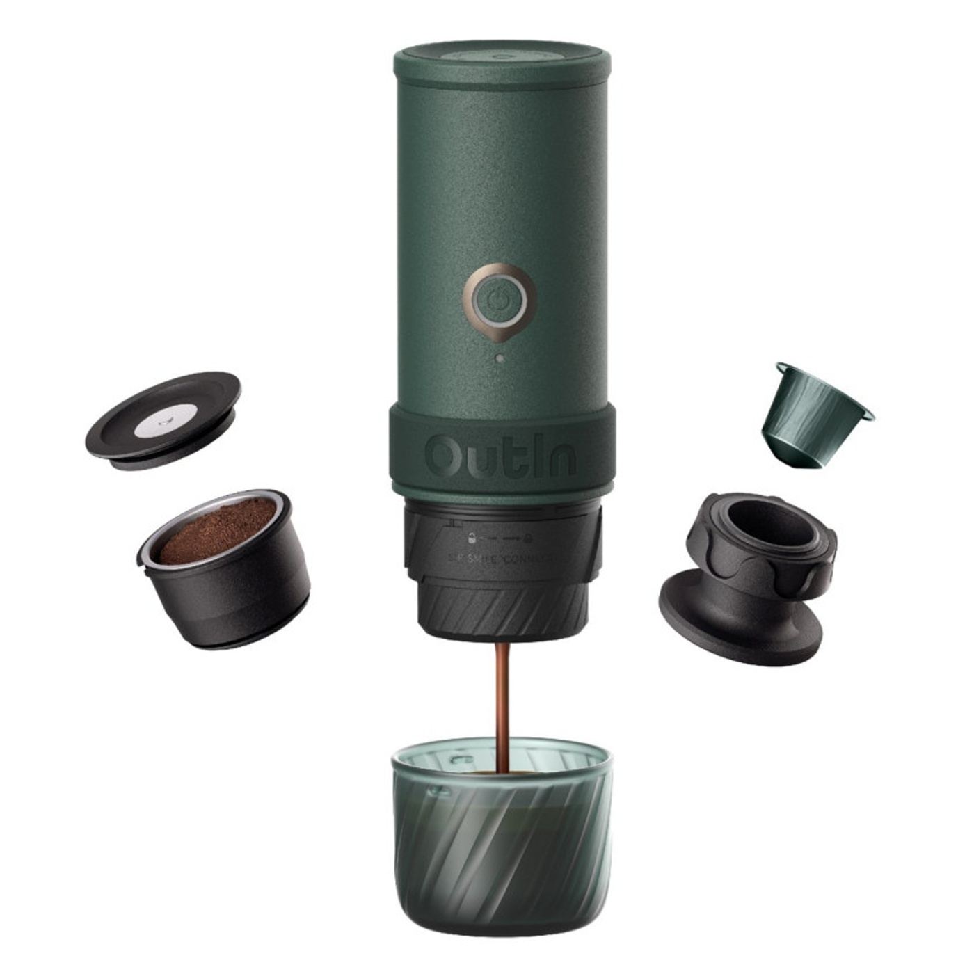 Outin Mino CG Φορητή Μηχανή Espresso, 22 bar, 9000 mAh, 70ml, 93.3°C Εκχύλιση, Αλεσμένος Καφές + Κάψουλες Nespresso, USB-C, Moun - 10