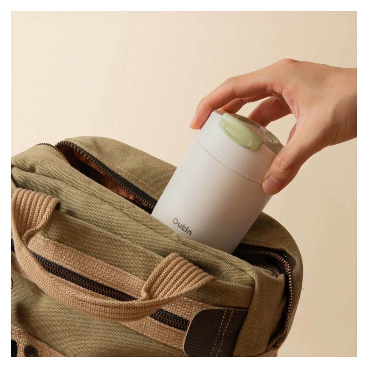 Outin Travel Tumbler, 350ml, Ζεστό 6h, Κρύο 12h, Άμμος - 4