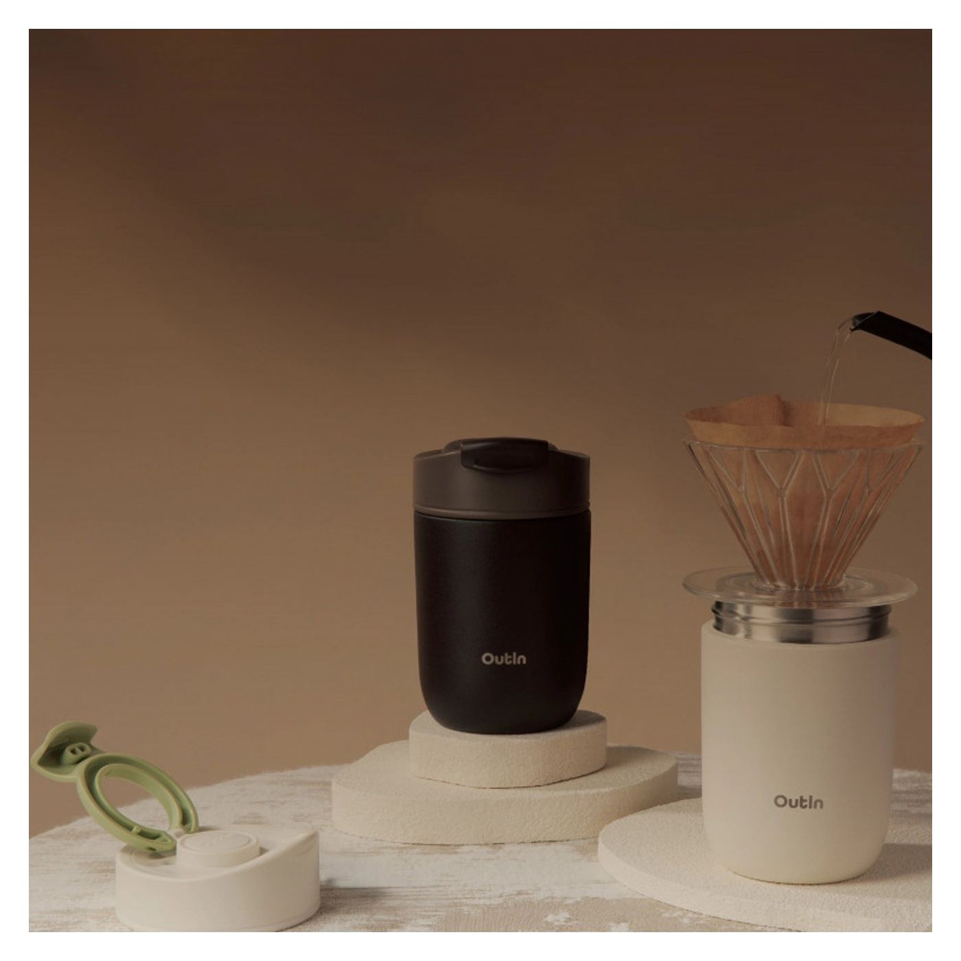 Outin Travel Tumbler, 350ml, Ζεστό 6h, Κρύο 12h, Ανοξείδωτο Ατσάλι 316L, Διπλό Τοίχωμα, Μόνωση κενού, Terra Cotta - 5