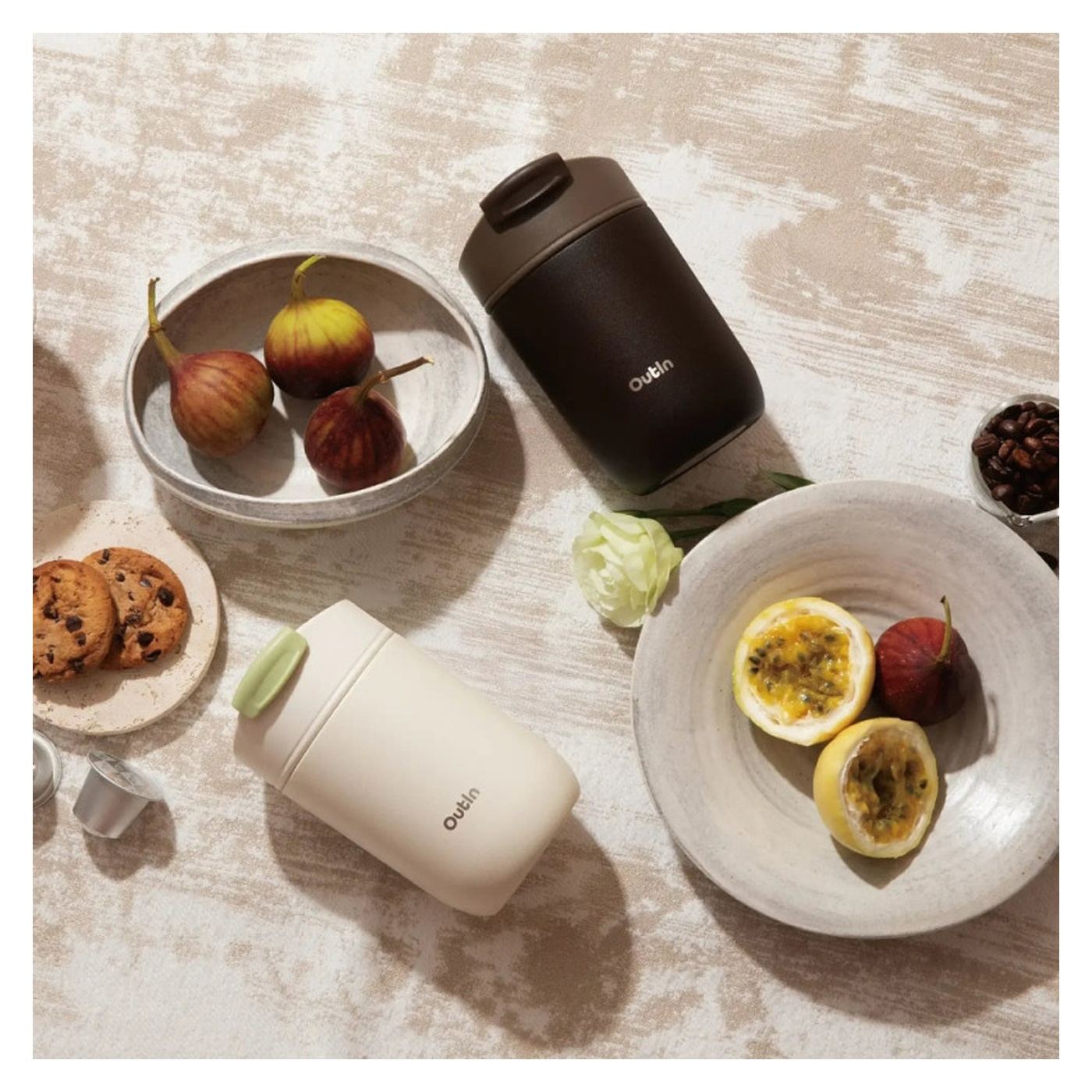 Outin Travel Tumbler, 350ml, Ζεστό 6h, Κρύο 12h, Ανοξείδωτο Ατσάλι 316L, Διπλό Τοίχωμα, Μόνωση κενού, Terra Cotta - 8