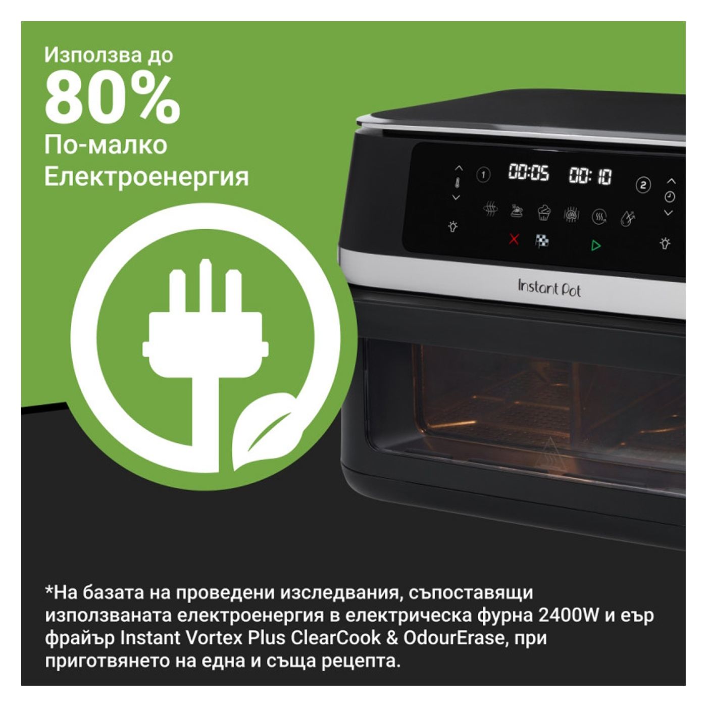 Φριτέζα Αέρος Dual Air Fryer 8-in-1 Instant Pot Vortex VersaZone XL ClearCook 140-3025-01-EU, 2800W, 12L, 205°C, EvenCrisp, Μαύρ - 5