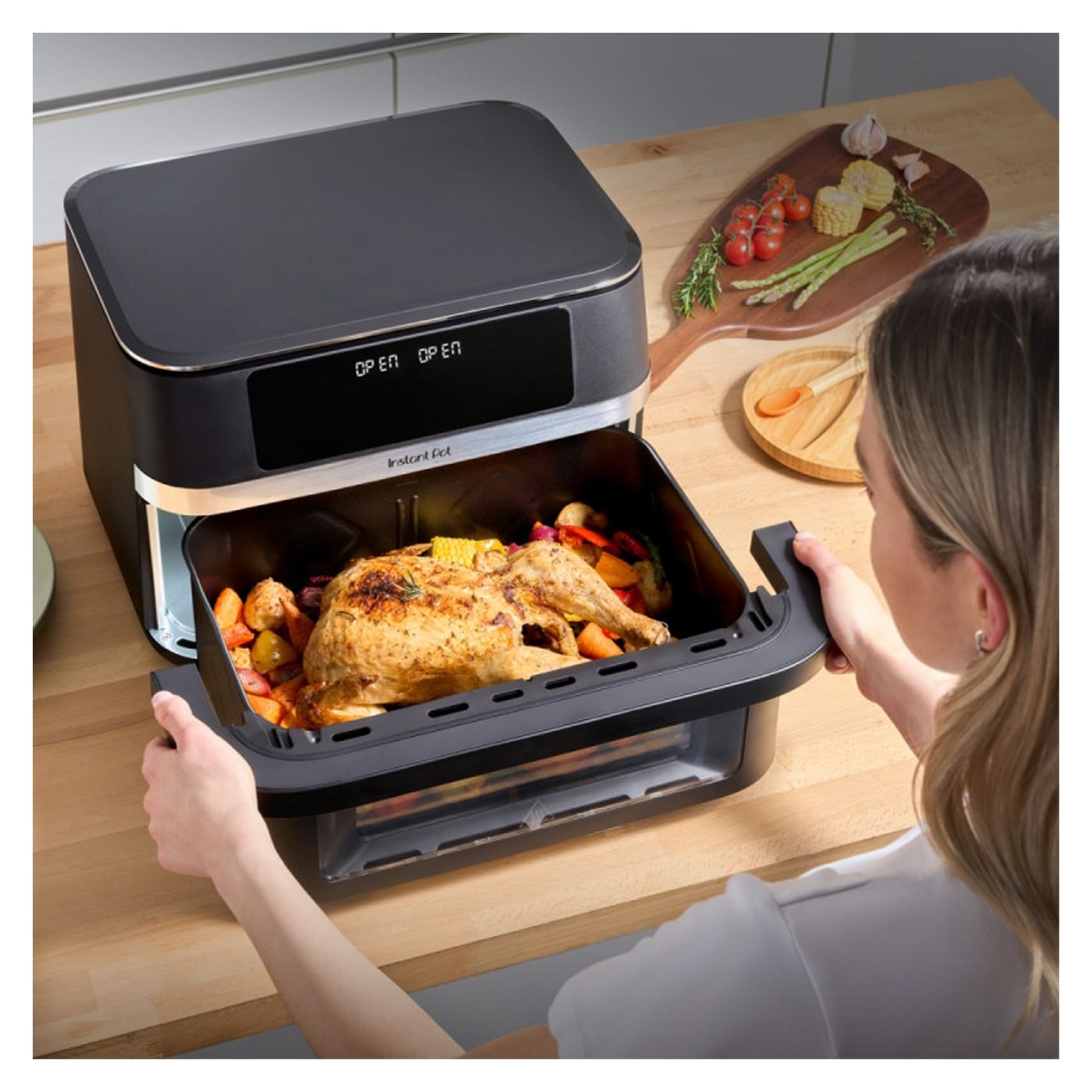 Φριτέζα Αέρος Dual Air Fryer 8-in-1 Instant Pot Vortex VersaZone XL ClearCook 140-3025-01-EU, 2800W, 12L, 205°C, EvenCrisp, Μαύρ - 16