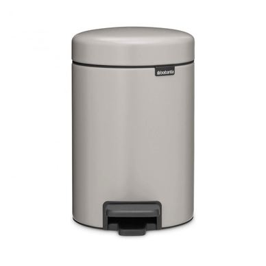 Coș de gunoi cu pedală Brabantia NewIcon 1010433, 3 L, închidere lină, bază antiderapantă, gri deschis