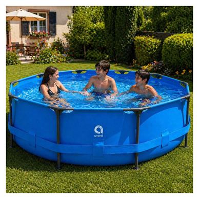 Piscină rotundă cu cadru și pompa filtrare 366x366x76 cm albastru