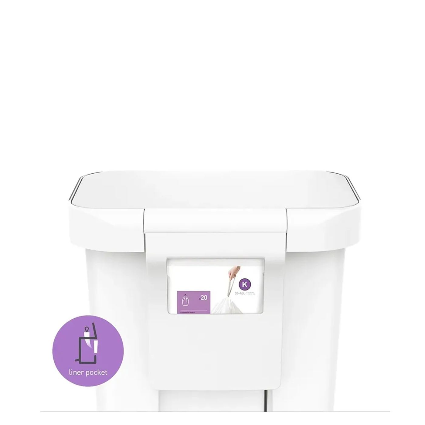 Kanta za smeće s pedalom, Simplehuman, 45 litara, bijela - 3