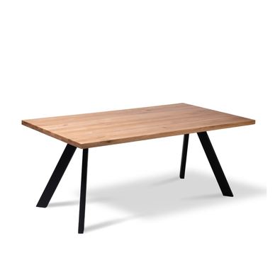 Mizna miza iz masivnega hrastovega lesa Basic z ravnim robom 130x80 cm Naravna barva