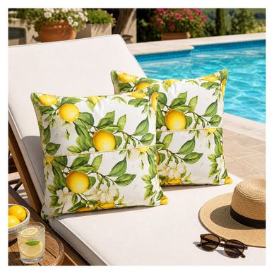2 db-os Kotonia Home Dekor Párna szett - 50x50 cm, Vízálló Pamut Kreton, Szilikonizált Pehelytöltettel, Virágmintás