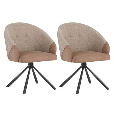 Stolica TONI, dimenzije 61x61,5x85 cm. Set od 2 komada, boja: smeđa i bež.