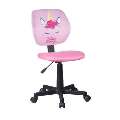 Meami children's office chair, 40x50x81/86 cm, plastic, highly adjustable, pink unicorn design.