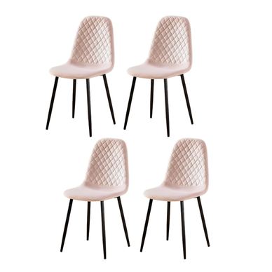 Стол за хранене Moji, 4-Set, Pink, 42.5x40x90 cm, подплатени, декоративни, прахообразни, метални крака