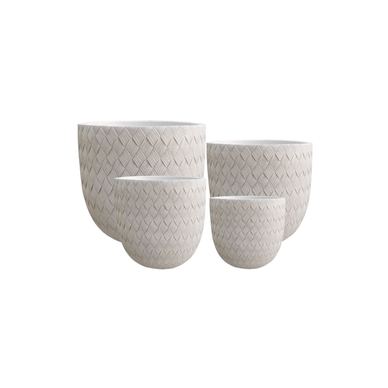HEVRA Set 4 okrasnih loncev iz fiber claya, mrazoodporni, 44x44x42/36x36x35/30x30x30/24x24x24 cm