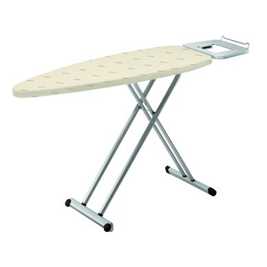Masă de călcat Pro Comfort IB5100E0, suprafață 130 x 47 cm, înălțime până la 93 cm, husa bumbac și spumă, 7.6 KG, inox, alb / be