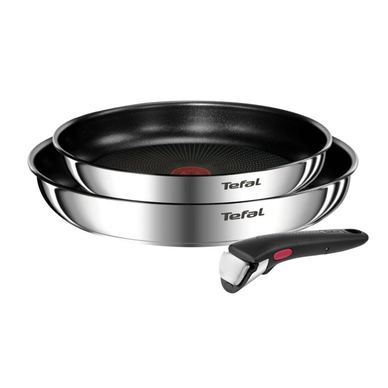 Set 3 piese Tefal Ingenio Emotion L897S374, inducție (2 tigăi 24 cm & 28 cm, 1 mâner detașabil ), Tehnologia Thermo-Signal, inox
