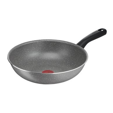 Tigaie wok Tefal Cook Natural B5791902, 28 cm, înveliș antiaderent Mineralia, indicator Thermo-Signal™, gri