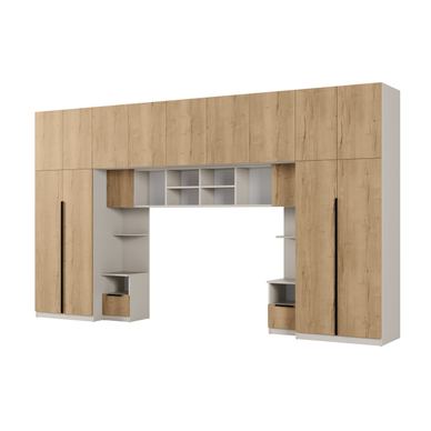 Meblast, Dulap tip punte pentru dormitor, Jula, 394 x 225 x 54 cm, Bej Casmir / Stejar Halifax, Bare Metalice Pentru Haine