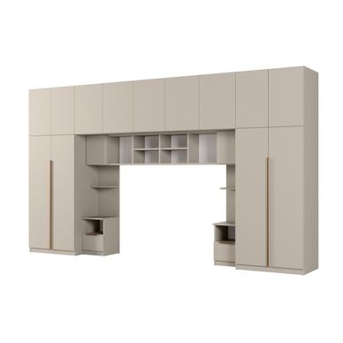 Meblast, Dulap tip punte pentru dormitor, Jula, 394 x 225 x 54 cm, Bej Casmir, Bare Metalice Pentru Haine