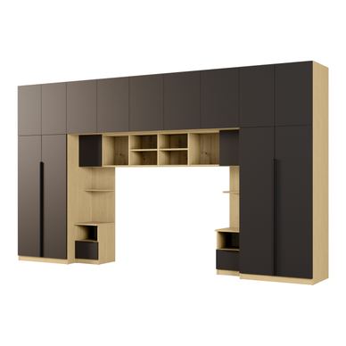 Meblast, Dulap tip punte pentru dormitor, Jula, 394 x 225 x 54 cm, Stejar Baltic Dune / Onix Negru, Bare Metalice