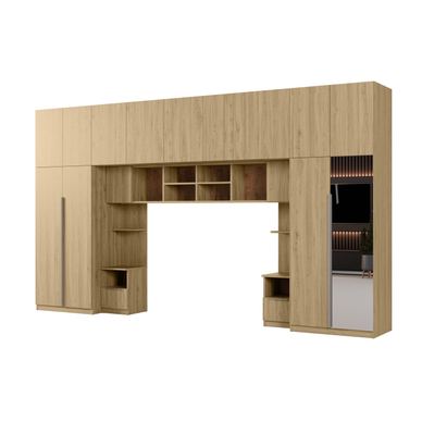 Meblast, Dulap tip punte pentru dormitor, Jula, 394 x 225 x 54 cm, Stejar Carpenter Whisky, Cu 1 Oglinda