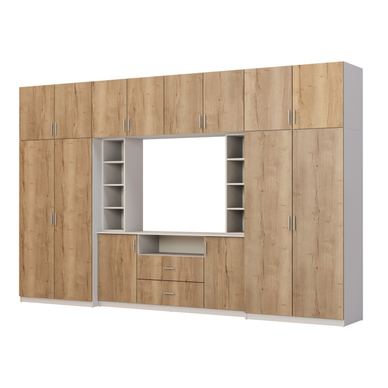 Meblast, Set Mobilier Pentru Living, Dako, 380 x 240 x 55 cm, Gri Deschis/Halifax Stejar, Pal 18 mm, Hdf De 3 mm