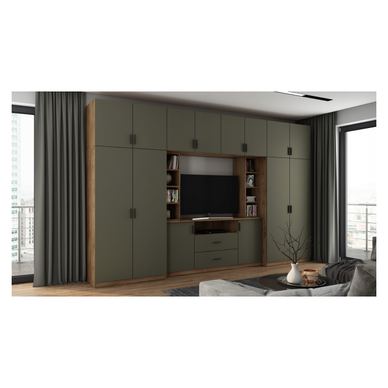 Meblast, Set Mobilier pentru living, Dako, 380 x 240 x 55 cm, Stejar Lefkas/Grafit, PAL 18 mm, HDF de 3 mm