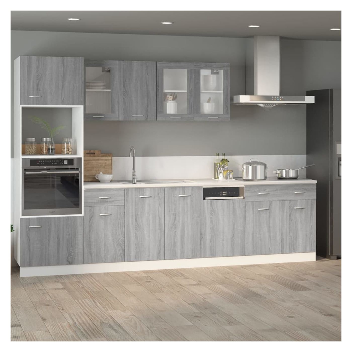 Βάση Ντουλαπιού με Συρτάρι, Sonoma Grey, 80x46x81.5εκ., Επεξεργασμένη Ξυλεία - 3