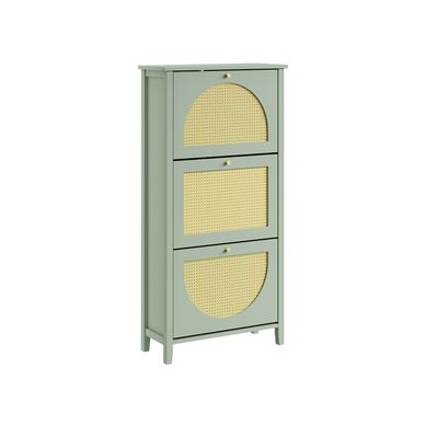 SoBuy ulazna komoda s 3 vratima od pletenog ratana zelena 62x25x121.5cm