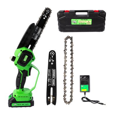 Mini drujba pe acumulator, micul fermier, 20V, cu două lame 6'' și 8'', două lanțuri