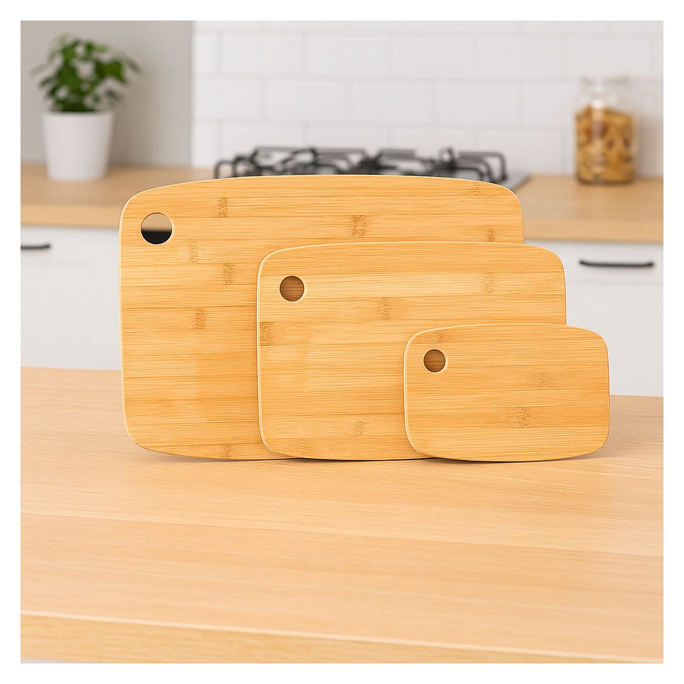 Комплект от 3 дъски за рязане 5Five Bamboo, 37x28 см, 29x21 см и 19x14 см, естествено кафяв - 3