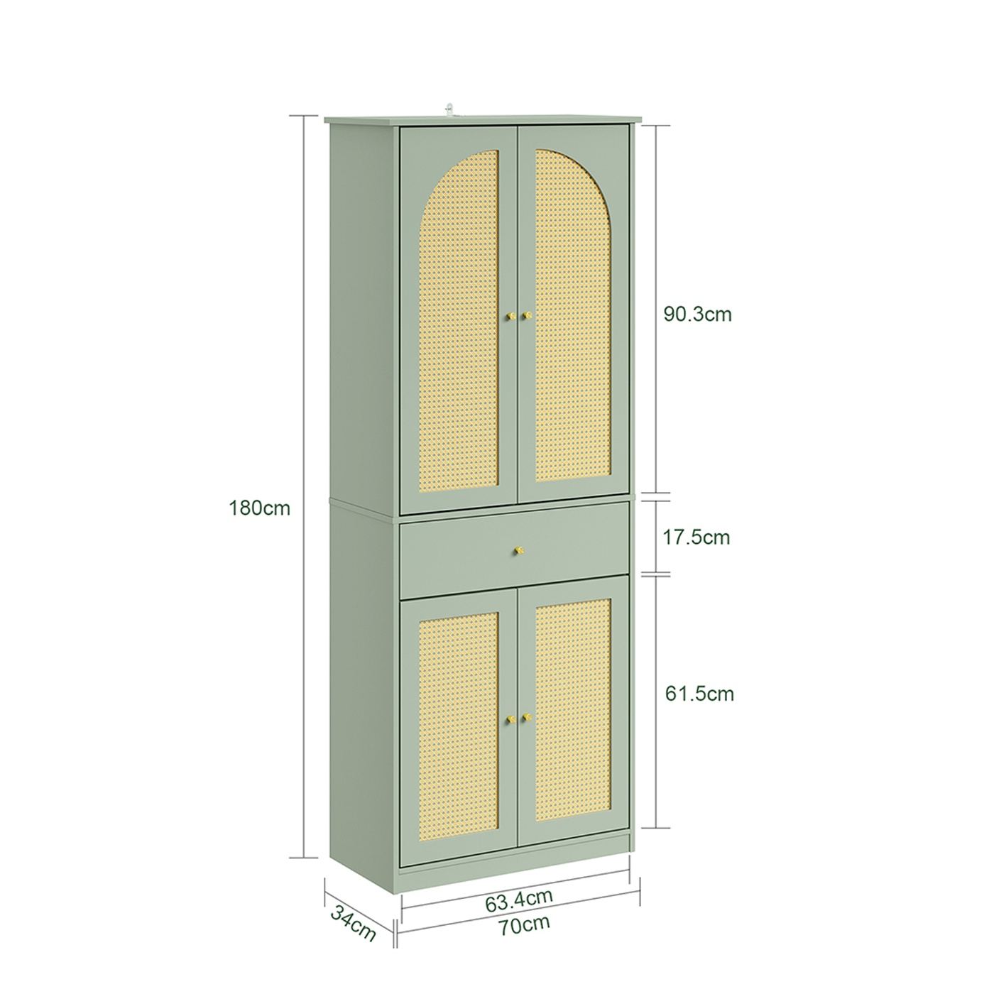 SoBuy Predsoba z ratanom, zelena, 70x34x180 cm, FSB107-GR (2 kosa.) - 3