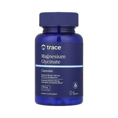 Glicinat magnezija, 120 mg, Trace Minerals, Magnesium Glycinate, 90 kapsula