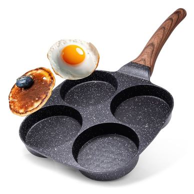 Tigaie cu 4 compartimente pentru ouă, omlete și clătite, strat antiaderent, 19x19cm