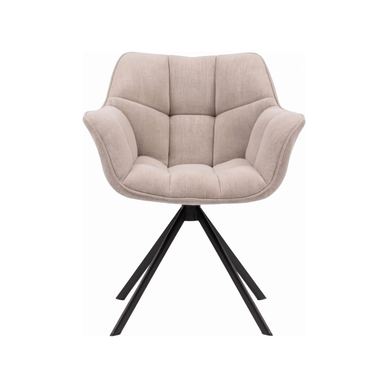 Set 2 scaune dining tapițate din textil, cadru metalic, Beige, 67x60x82 cm