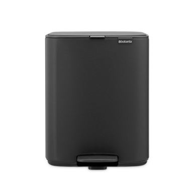 Coș de gunoi Brabantia Bo Pedal 1010133, 12 L, închidere ușoară, bază antiderapantă, acoperire minerală, gri închis
