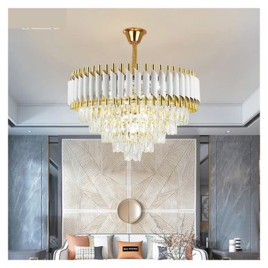 Candelabru RFAN, Model S89001/750, Textura Cristal, Metal, 12 X E27, Alb/Auriu