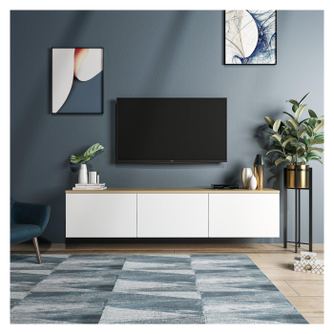 COMODA TV Neon - White, Alb, 167.2x7.8x38.6 cm