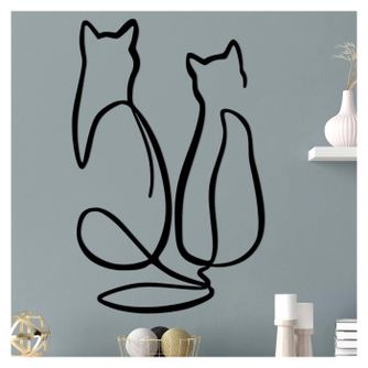 Decoratiune de perete Metal Couple Cat Love, Negru, 0.15x48x72 cm