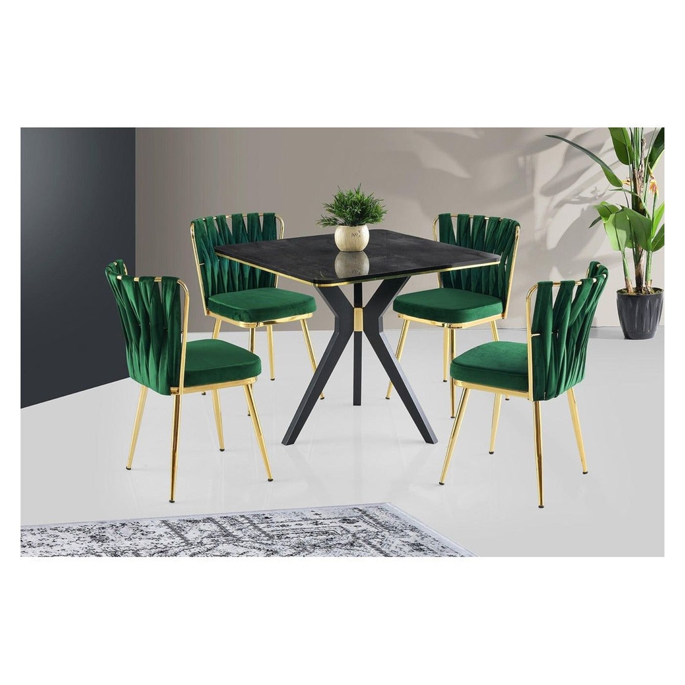 Masă Kare Ares Dining Table, Metalic, Metalic, 87x75x87 cm