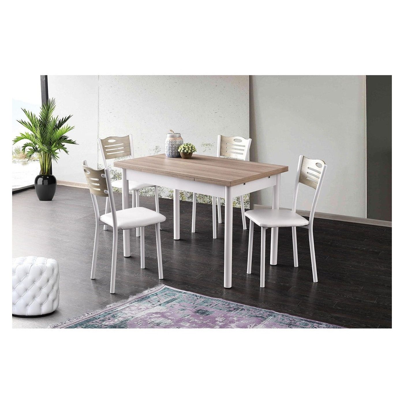 Masă Polo Dining Table, Stejar Alb, 110x75x70 cm
