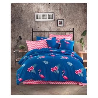 Set Lenjerie de pat double, Sax, Blue, 220x200 cm - Albastru