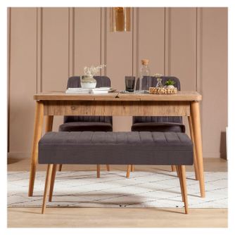 Set masă și scaune extensibile (4 bucăți) Vina, Stejar, 77x75x120 cm