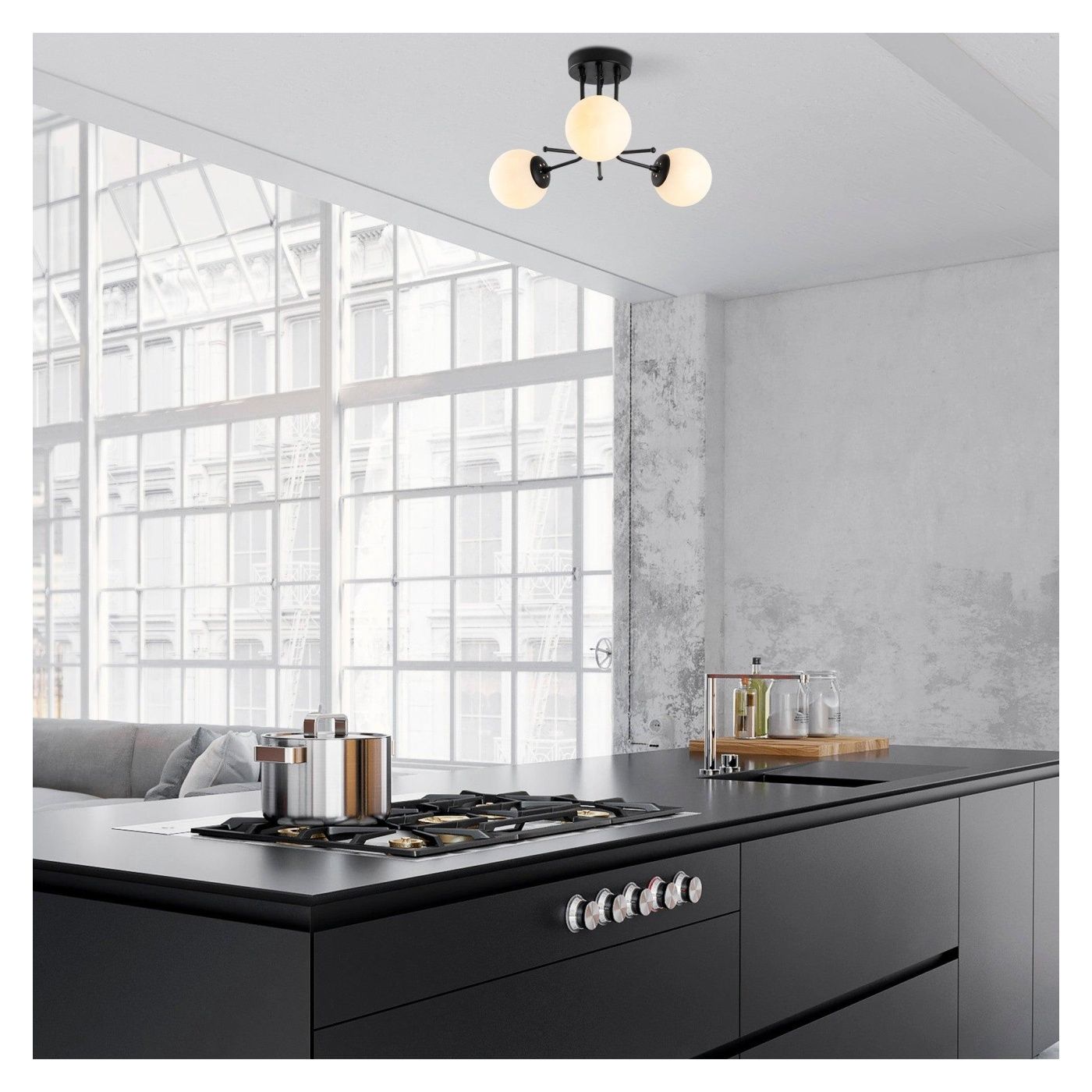 Lustra Daisy Chandelier, Negru, 48x48x34 cm