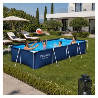 Piscina Dreptunghiulara Cu Cadru Metalic, Dimensiune 400 x 211 x 81 cm, Cu Pompa De Filtrare