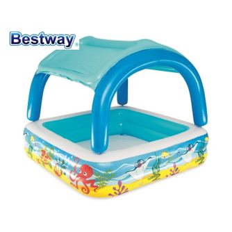 Piscina gonflabila Bestway cu parasolar, Albastra, 147x122 cm