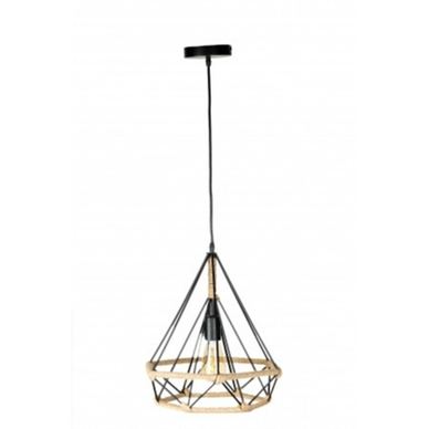 Pendul Cojom Bird 1N,vintage, din metal si sfoara, E27, negru