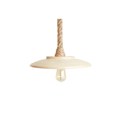 Pendul Cojom Plato din lemn natur cu franghie rasucita, dulie E27