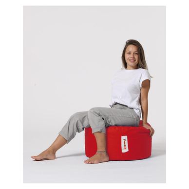 Taburet puf, Round Pouf, Ferndale, impermeabil, Garden Pouffe, 55x55x30 cm - Roșu